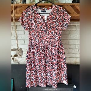 Gap Womens Floral Print Button Down Dress Adjustable Waist Size 2